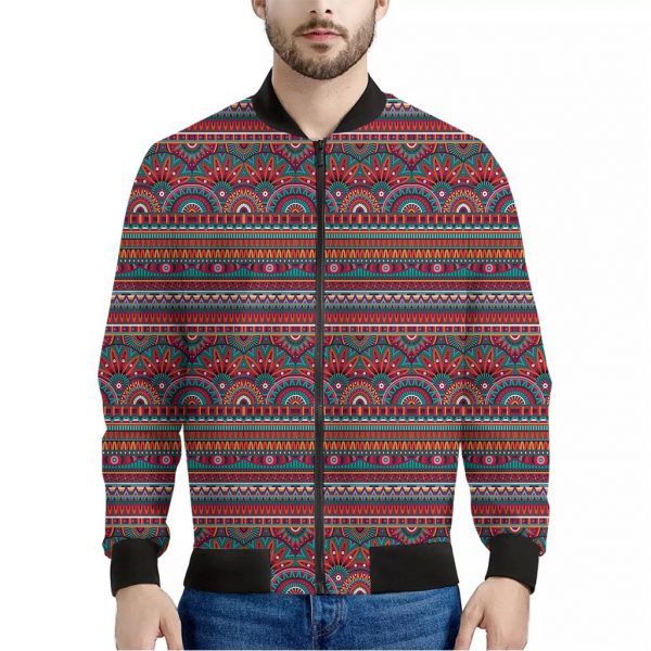 Tribal Ethnic Pattern Print Bomber Jacket