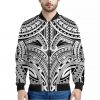 Tribal Maori Polynesian Tattoo Print Bomber Jacket