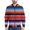 Tribal Serape Blanket Stripe Print Bomber Jacket