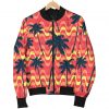 Trippy Palm Tree Pattern Print Bomber Jacket