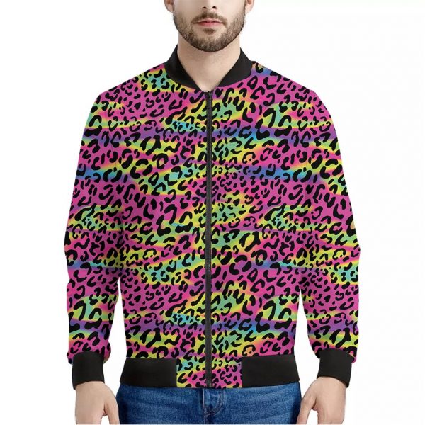 Trippy Psychedelic Leopard Print Bomber Jacket