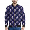 Trippy Skull Pattern Print Bomber Jacket