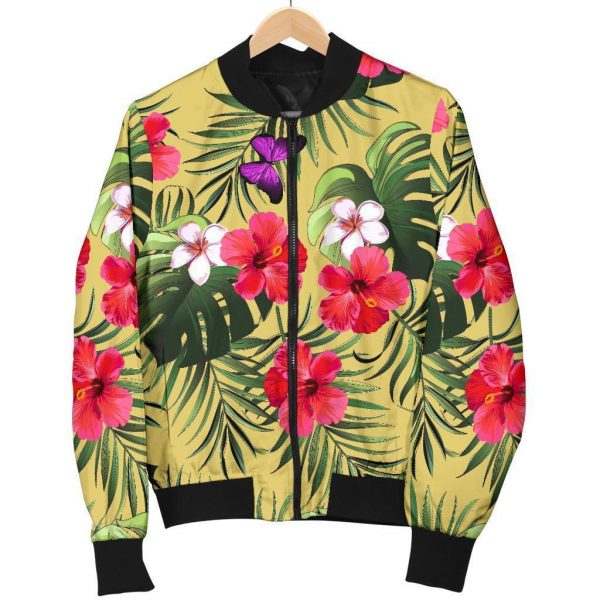Tropical Exotic Hawaiian Pattern Print Bomber Jacket