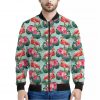 Tropical Floral Flamingo Pattern Print Bomber Jacket