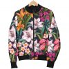 Tropical Flowers Pattern Print Bomber Jacket