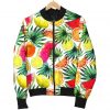 Tropical Fruit Leaf Pattern Print Bomber Jacket