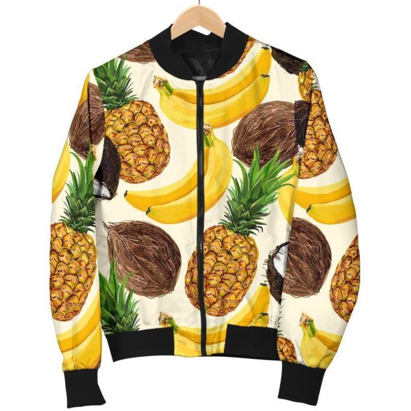 Tropical Fruits Pattern Print Bomber Jacket
