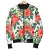 Tropical Hibiscus Blossom Pattern Print Bomber Jacket