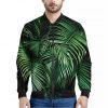 Tropical Palm Leaf Print Bomber Jacket