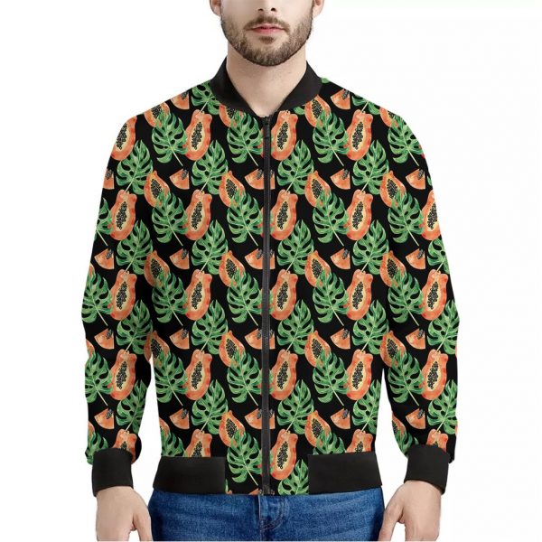 Tropical Papaya Pattern Print Bomber Jacket