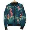 Tropical Plants Hawaii Pattern Print Bomber Jacket
