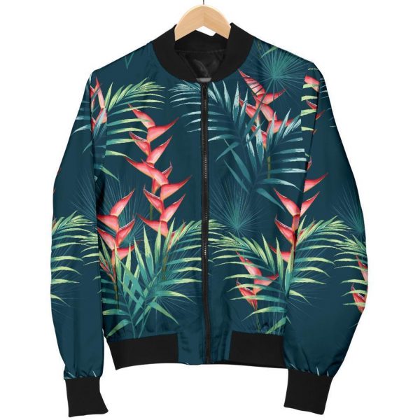 Tropical Plants Hawaii Pattern Print Bomber Jacket