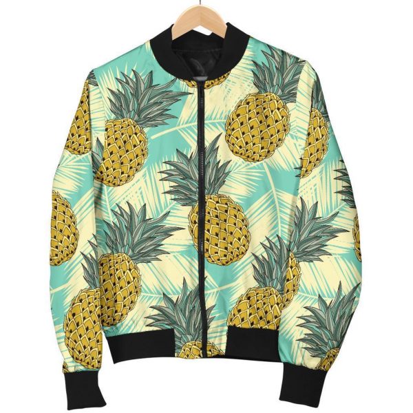 Tropical Vintage Pineapple Pattern Print Bomber Jacket