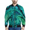 Turquoise Acid Melt Print Bomber Jacket