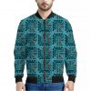 Turquoise African Ethnic Pattern Print Bomber Jacket
