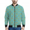 Turquoise Banana Pattern Print Bomber Jacket