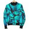 Turquoise Butterfly Pattern Print Bomber Jacket