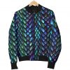 Turquoise Dragon Scales Pattern Print Bomber Jacket