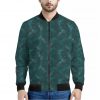 Turquoise Dragonfly Pattern Print Bomber Jacket
