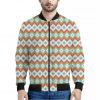 Turquoise Native American Pattern Print Bomber Jacket