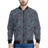 Turquoise Paisley Pattern Print Bomber Jacket