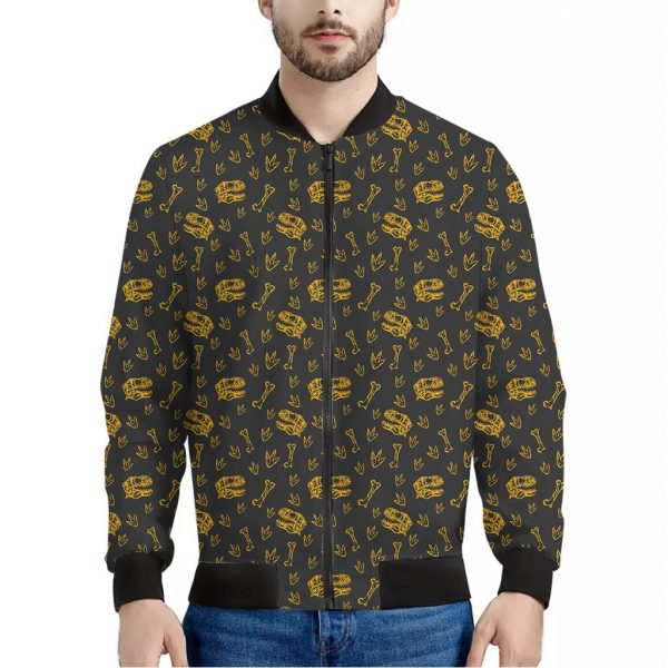 Tyrannosaurus Dino Fossil Pattern Print Bomber Jacket