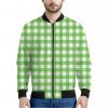 UFO Green And White Buffalo Check Print Bomber Jacket