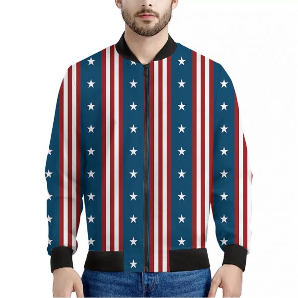 USA Independence Day Pattern Print Bomber Jacket