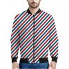 USA Patriotic Striped Pattern Print Bomber Jacket