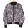 Umber Floral Bohemian Pattern Print Bomber Jacket