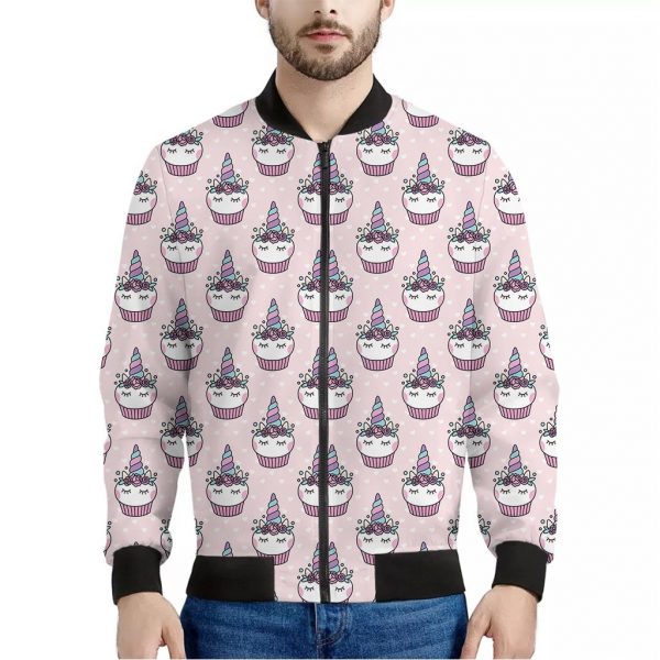 Unicorn Cupcake Pattern Print Bomber Jacket
