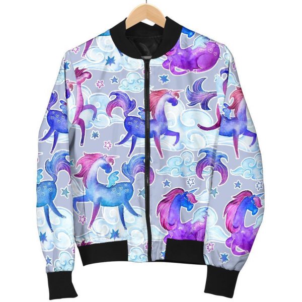 Unicorn Paradise Pattern Print Bomber Jacket