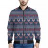 Valentine's Day Knitted Pattern Print Bomber Jacket