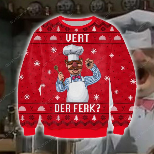 Vert Der Ferk Knitting Pattern 3D Print Ugly Sweatshirt