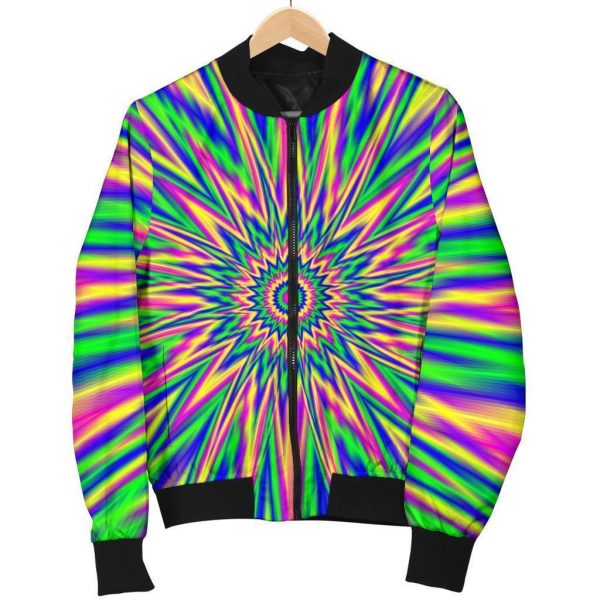 Vibrant Psychedelic Optical Illusion Bomber Jacket