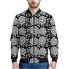 Vintage Black And White Floral Print Bomber Jacket