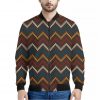 Vintage Chevron Knitted Pattern Print Bomber Jacket