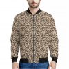 Vintage Coffee Bean Pattern Print Bomber Jacket