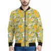 Vintage Daffodil Flower Pattern Print Bomber Jacket