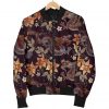 Vintage Dragon Flower Pattern Print Bomber Jacket