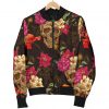 Vintage Flowers Skull Pattern Print Bomber Jacket
