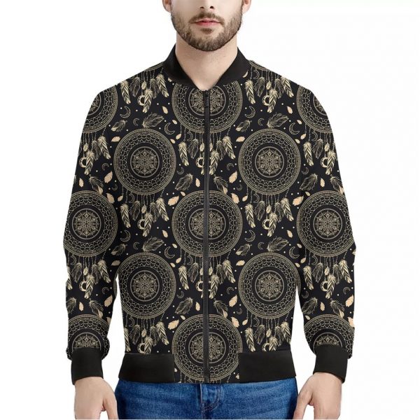 Vintage Native Dream Catcher Print Bomber Jacket