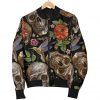 Vintage Skull Pattern Print Bomber Jacket