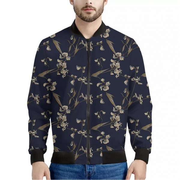 Vintage Sweet Pea Pattern Print Bomber Jacket