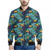 Vintage Toucan Pattern Print Bomber Jacket