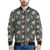 Vintage Tropical Exotic Hawaiian Print Bomber Jacket