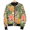 Vintage Zebra Pineapple Pattern Print Bomber Jacket