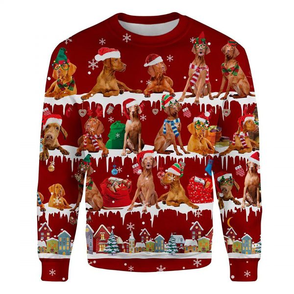 Vizsla Snow Christmas Ugly Christmas Sweatshirt Animal Dog Cat Sweater Unisex