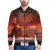 Volcano On The Sea Print Bomber Jacket
