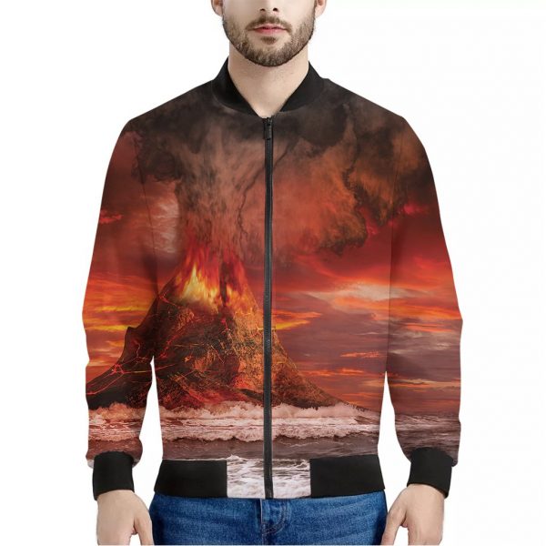Volcano On The Sea Print Bomber Jacket